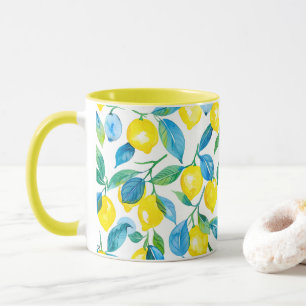 Mediterranean Yellow Lemons watercolor Mug