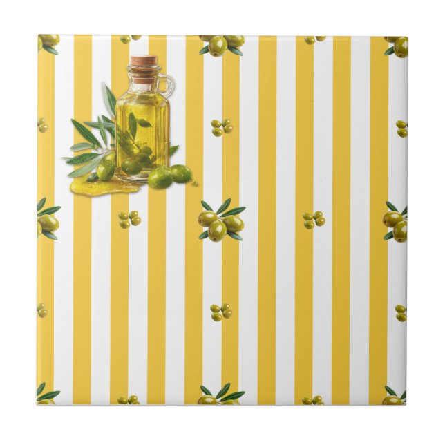 Mediterranean Yellow Stripe Seamless Olive Oil Tile (Front)