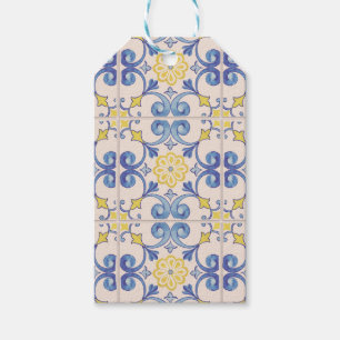 Mediterranean Yellow White Blue Tiles Gift Tags