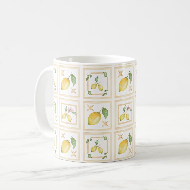 Mediterrenean Citrus Lemon pattern Coffee Mug (Front Left)