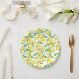 Mediterrenean Citrus Lemon pattern Paper Plate