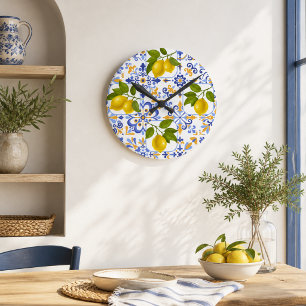 Mediterrenean Citrus Lemon pattern Round Clock