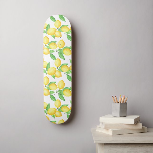 Mediterrenean Citrus Lemon pattern Skateboard (Wall Art)