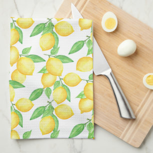 Mediterrenean Citrus Lemon pattern Tea Towel