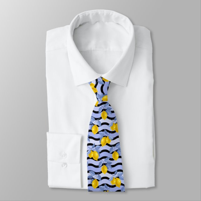 Mediterrenean Citrus Lemon pattern Tie (Tied)