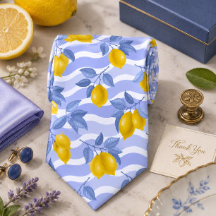 Mediterrenean Citrus Lemon pattern Tie