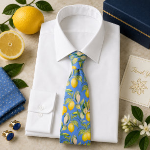 Mediterrenean Citrus Lemon pattern Tie