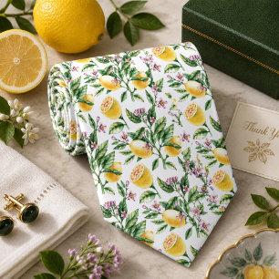 Mediterrenean Citrus Lemon pattern Tie