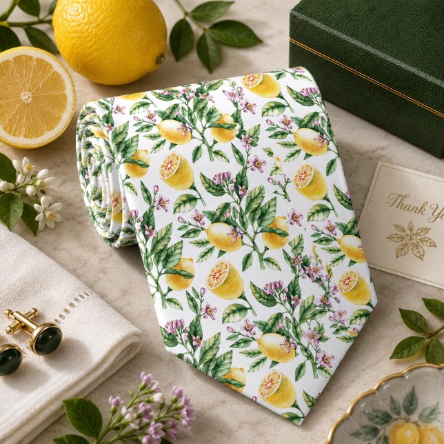 Mediterrenean Citrus Lemon pattern Tie (Creator Uploaded)