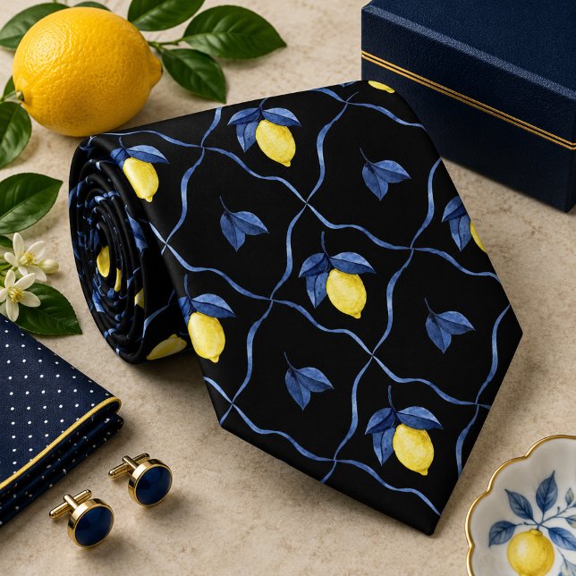 Mediterrenean Citrus Lemon pattern Tie (Creator Uploaded)
