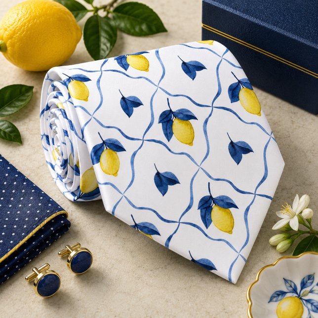 Mediterrenean Citrus Lemon pattern Tie (Creator Uploaded)