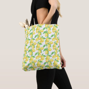 Mediterrenean Citrus Lemon pattern Tote Bag