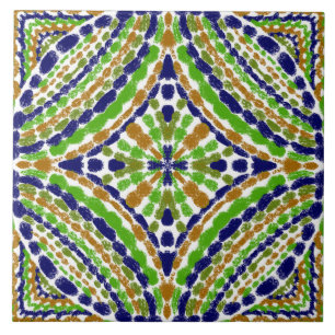 Meditteranean Green Blue Mosaics Hand Painted Tile