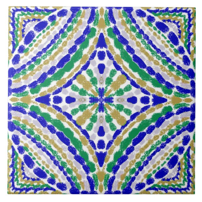 Meditteranean Multicolor Mosaics Hand Painted Tile (Front)