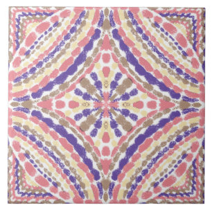 Meditteranean Purple Pink Mosaics Hand Painted Tile