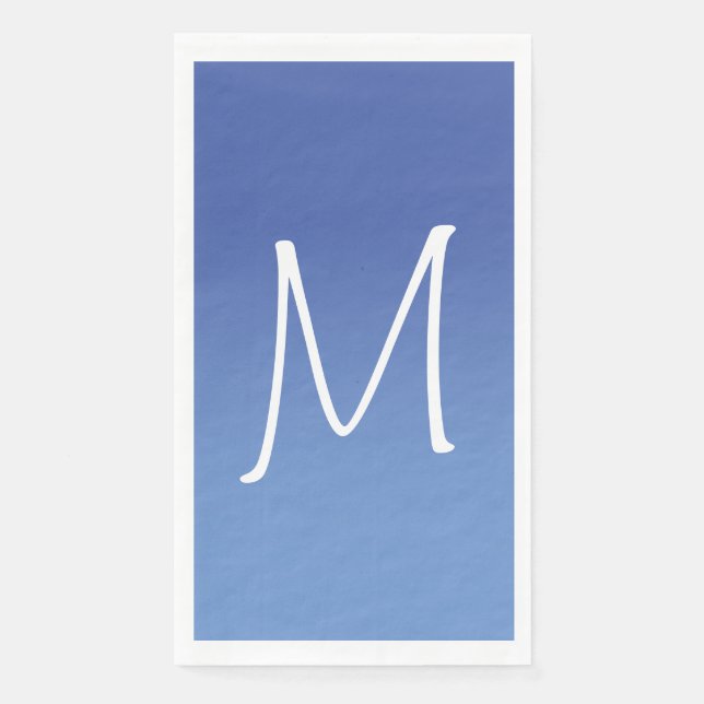 Medium and Cornflower Blue Ombre Monogram Napkin (Front)