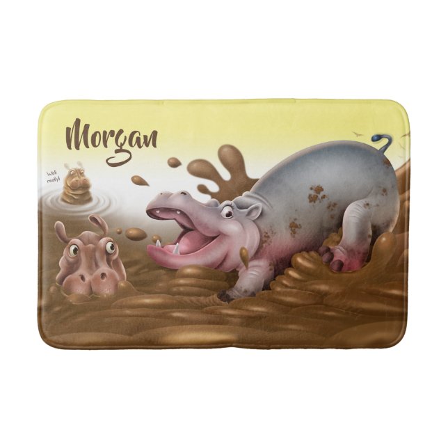 Medium bath mat Muddy Hippos (Front)