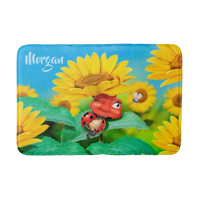 Medium bath mat Sunflowers Ladybug (Front)