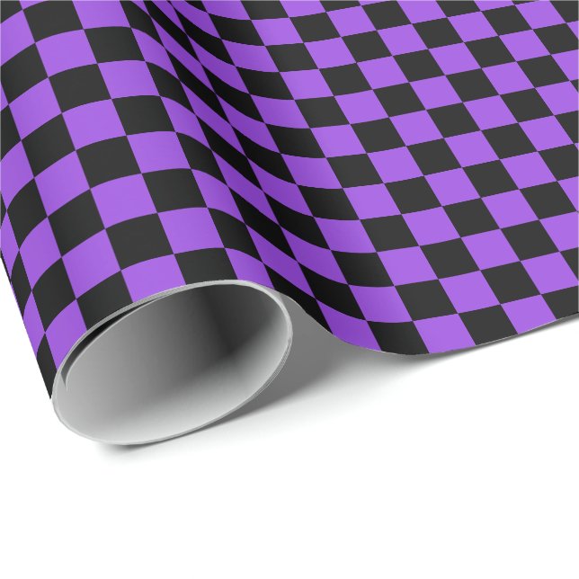 Medium Black and Purple Checks Wrapping Paper (Roll Corner)