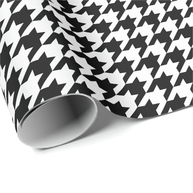Medium Black and White Houndstooth Wrapping Paper (Roll Corner)