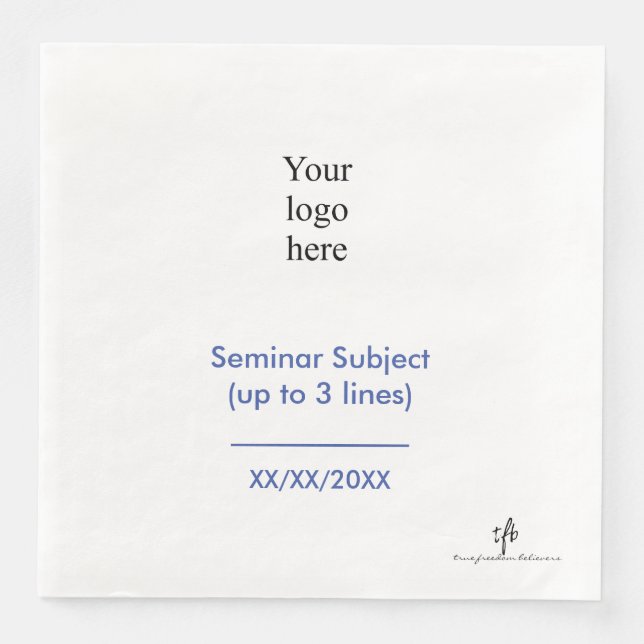 Medium Blue and White In-Person Seminar Logo Napkin (Front)