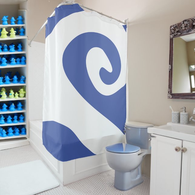 Medium Blue and White Swirl Wave Shower Curtain (Creator Uploaded)