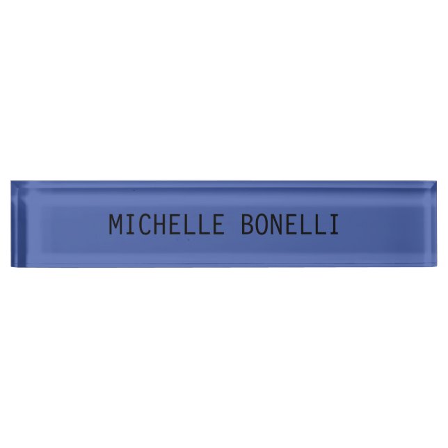 Medium Blue Colour Minimalist Plain Legible Modern Nameplate (Front)