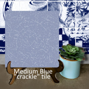 Medium Blue Crackle Glaze Decorator Dedham Delft Tile