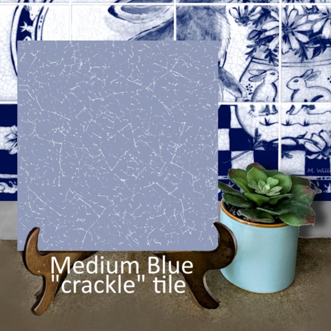 Medium Blue Crackle Glaze Decorator Dedham Delft Tile (Creator Uploaded)