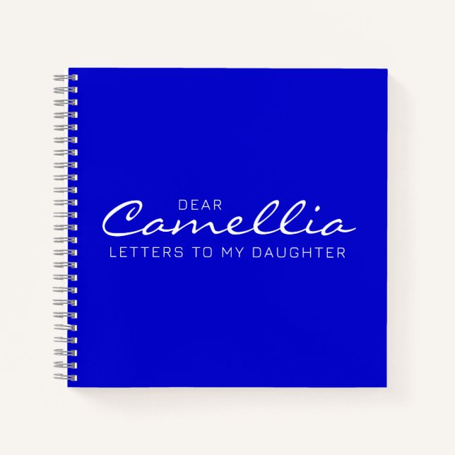 Medium Blue Dear Daughter Letters Keepsake Chic Notebook (Front)