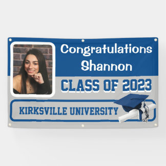 Medium Blue & Grey Vinyl Graduation Banner