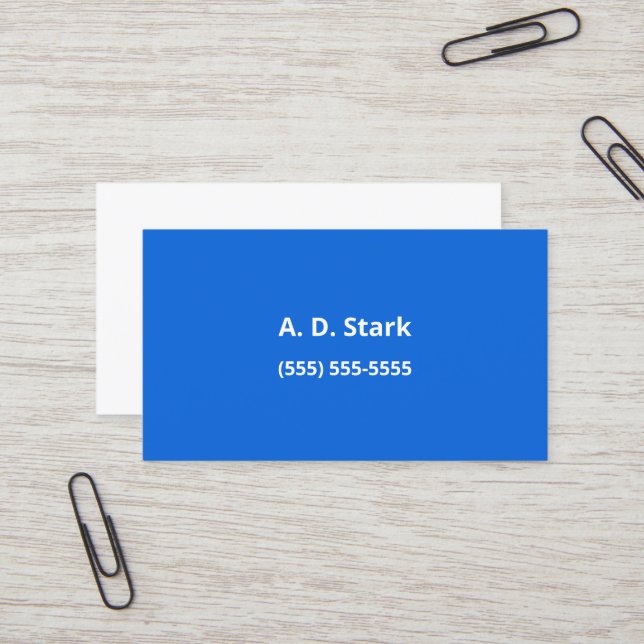 Medium Blue Minimalist Business Cards (Front/Back In Situ)