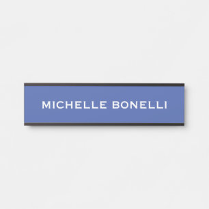 Medium Blue Minimalist Plain Legible Modern Door Sign