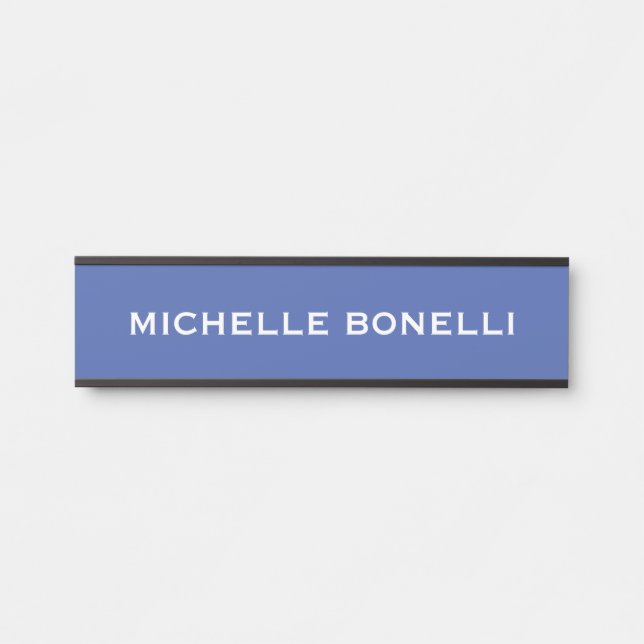 Medium Blue Minimalist Plain Legible Modern Door Sign (Front)