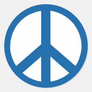 Medium Blue Peace Sign Classic Round Sticker