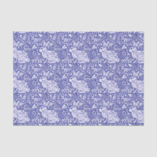 Medium Blue Rabbit Bunny Bird Floral Chinoiserie Tissue Paper