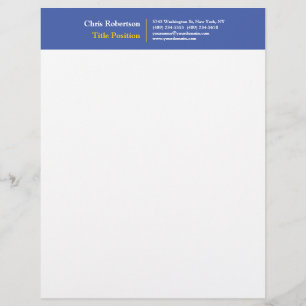 Medium Blue Yellow White Modern Minimalist Custom Letterhead