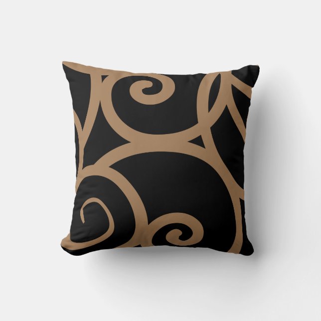 medium brown and Black modern abstract pillow (Front)
