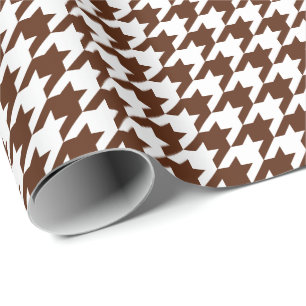 Medium Brown and White Houndstooth Wrapping Paper
