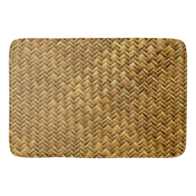 Medium Brown Natural Baskeweave Bath Mat (Front)