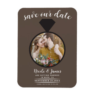 Medium Brown Wedding Ring Photo Save the Date Magnet