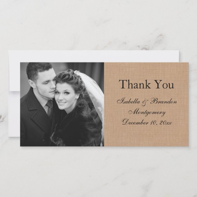 Medium Burlap Thank You Photo Card (Front)