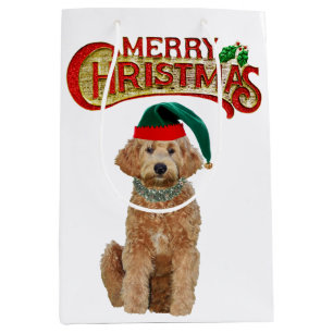 Medium Christmas Gift Bag of golden doodle