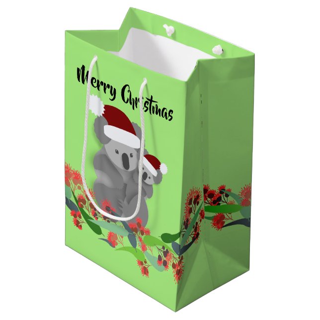 Medium Christmas Koalas Gift Bag (Front Angled)