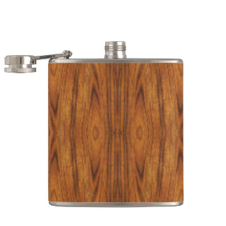 medium dark faux woodgrain hip flask