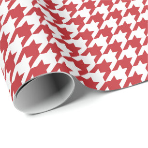 Medium Dark Red and White Houndstooth Wrapping Paper