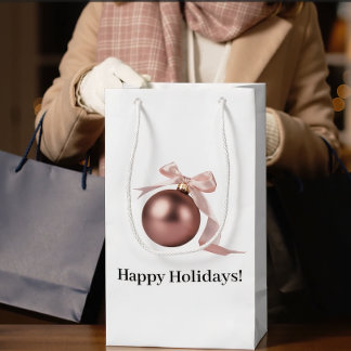 MEDIUM DUSTY ROSE HOLIDAY ORNAMENT GIFT BAG