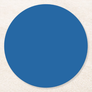 Medium Electric Blue Solid Colour Round Paper Coaster