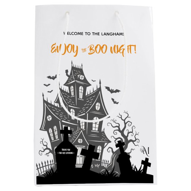 Medium Gift Bag : HALLOWEEN Home (white) (Front)