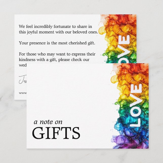 🌈 Medium Gift Note LGBTQ Painted With Love Enclosure Card (Front/Back)